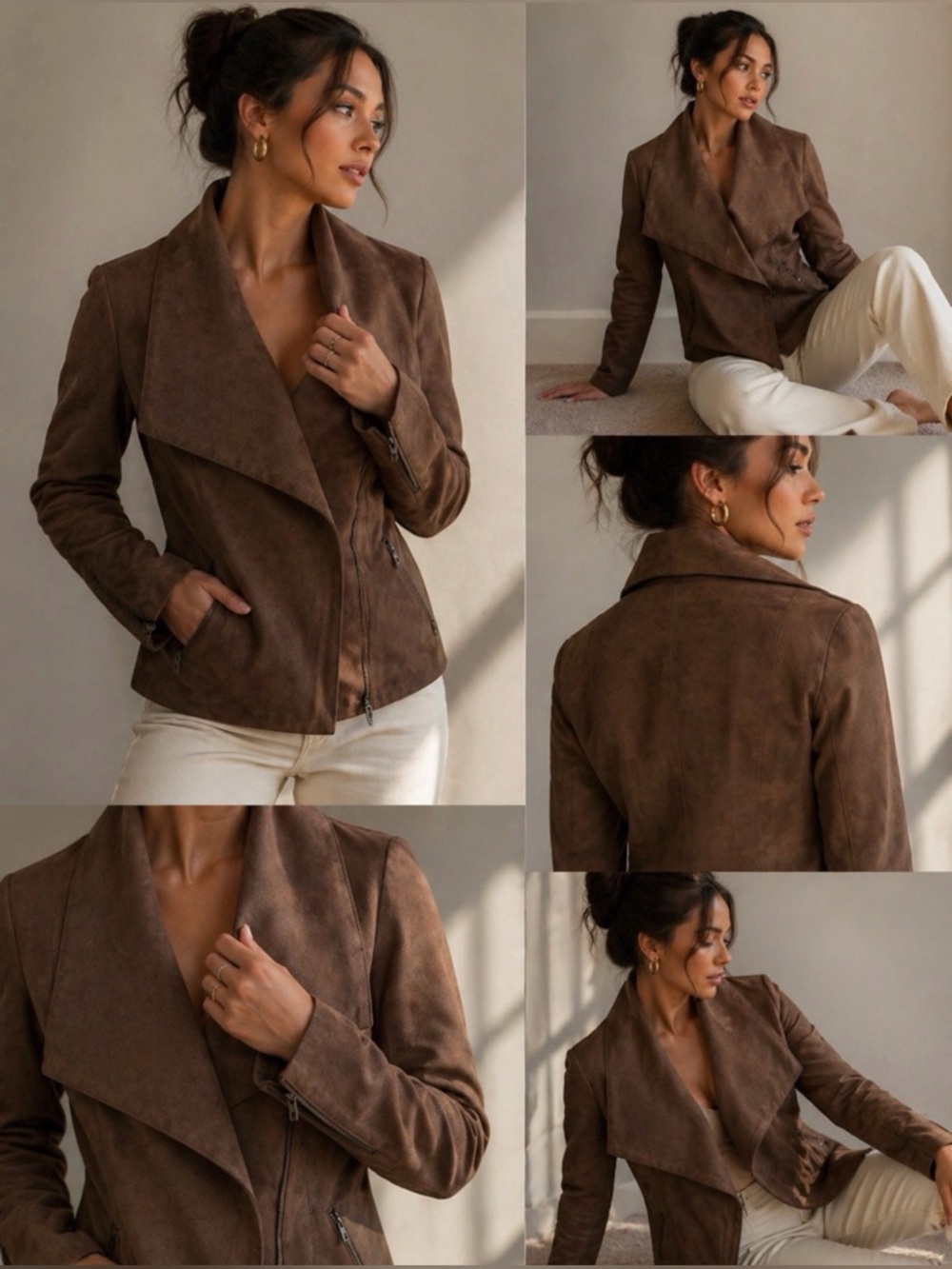 🤎🤎NEW YORK & CO Suede look Moto Jacket Sz M🤎🤎